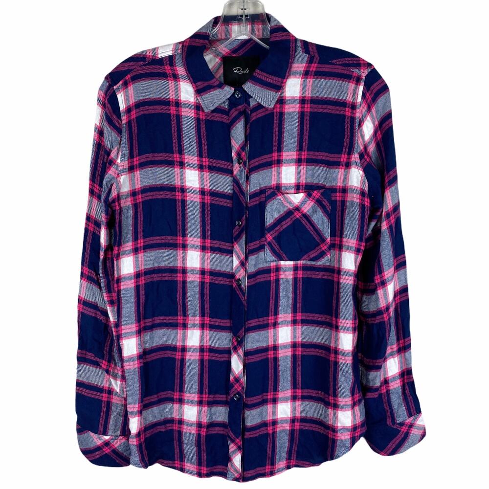 Rails Hunter Regent Taffy White Plaid Button Front Long Sleeve Chest Pocket XS